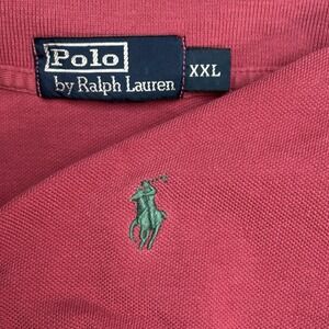 Polo Ralph Lauren Polo Shirt Rose Red Mens XXL Cotton Casual Vintage‎ Green Pony